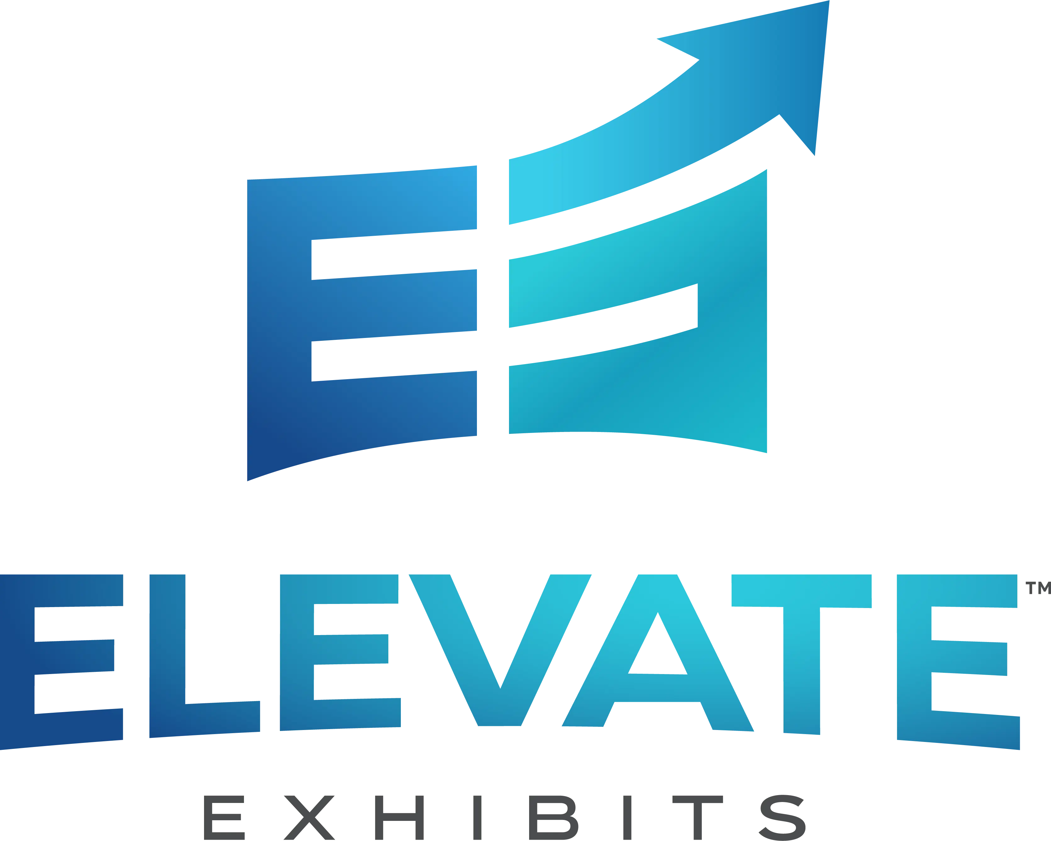 Elevate Exhibits logo featuring stylized letter E and an upward arrow, representing exhibit design and brand activation services.